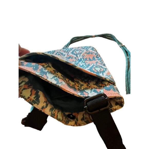 Kavu Shoulder crossbody purse. Teal rope handle. multi color ikat print!gorgeous - Picture 6 of 11